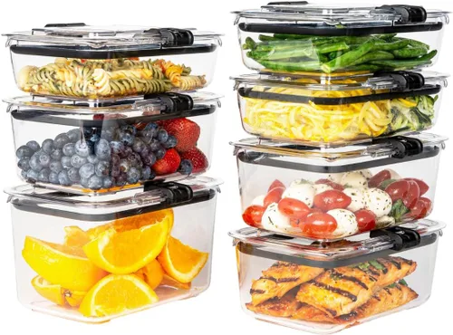 Vista 13 de Prepara Latchlok - Recipiente de almacenamiento de alimentos Tritan de 5.25 tazas, juego de 2, transparente