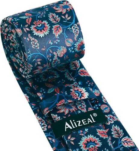Vista 39 de Alizeal Mens 3.15inches Leaf Flower Pattern Tie with Floral Pocket Square Set