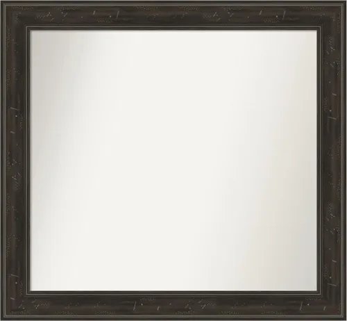 Vista 104 de Amanti Art Espejo de baño marrón para sobre el fregadero, 24 x 24 pulgadas, espejo de tocador cuadrado marrón Caleb, marco de madera rústica
