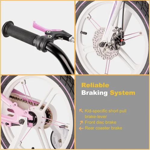 Vista 6 de CXWXC Bicicleta para niños de 14, 16, 18 pulgadas, bicicleta para niños y niñas de 3 a 9 años, bicicletas ligeras de una sola velocidad con rueda