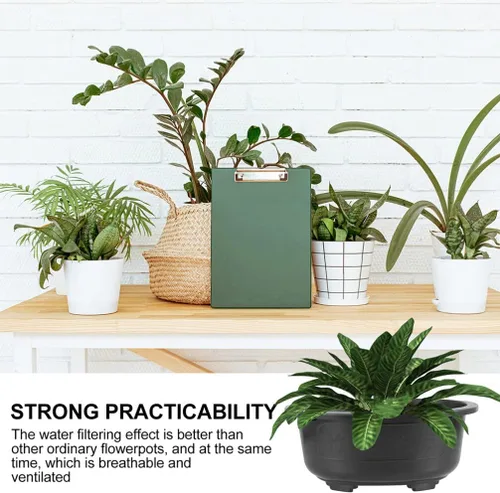 Vista 8 de Veemoon 2 macetas de plástico para jardinería, ovaladas, macetas de cactus, macetas reutilizables, adecuadas para viveros, jardines y balcones