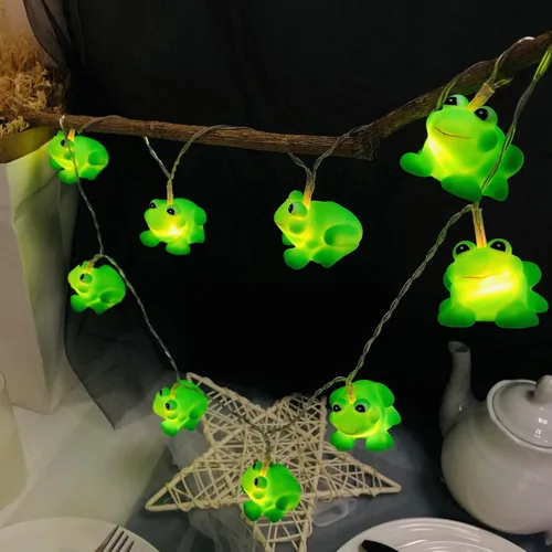 Vista 8 de Lindas luces de noche de rana 3M 20LED para dormitorio, rana de hadas para dormitorio, decoración de vacaciones del hogar (USB + batería)