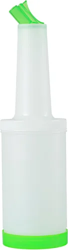 Vista 9 de Restaurantware Botella de plástico de 0.5 cuartos de galón de almacenamiento - con boquilla azul y tapa - Botella de almacenamiento de barra