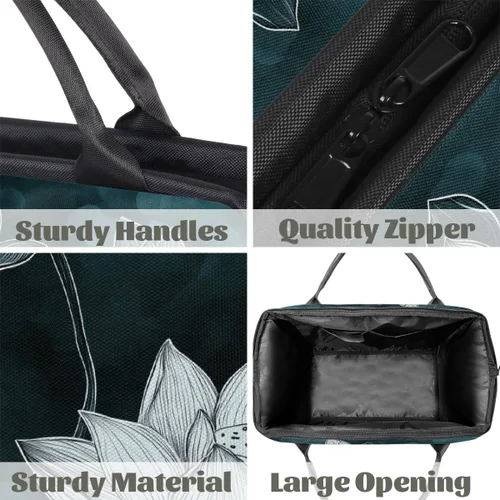 Vista 4 de Travel Duffel Bag Ink Lotus Gym Bags for Women Men, Lightweight Waterproof Weekender Overnight Bags Carry On Travel Tote Bag