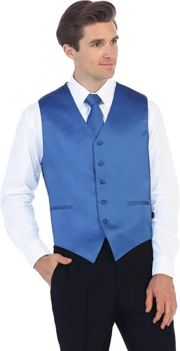 Vista 3 de Gioberti Chaleco formal de satén de 4 piezas para hombre, corbatín y pañuelo de bolsillo