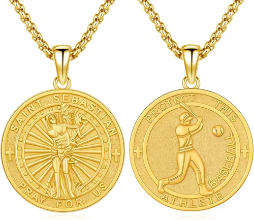 Vista 91 de 925 Sterling Silver Patron Saint Amulet Necklace for Men Women plateado