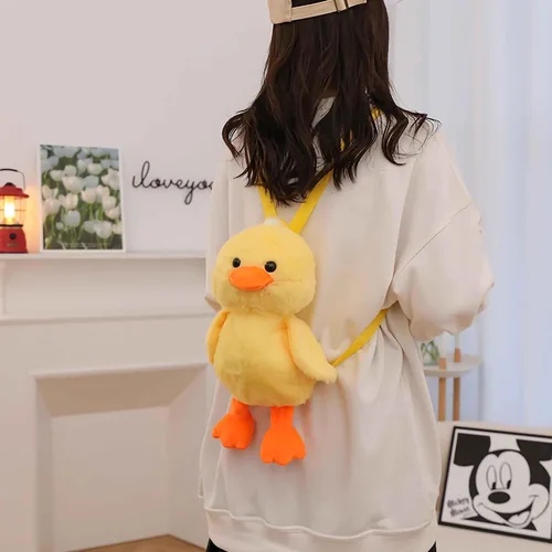 Vista 4 de Lefe Liee Bolsa de peluche de pato, linda mochila de felpa de pato para adultos, accesorios de decoración para adultos, kawaii único y divertido