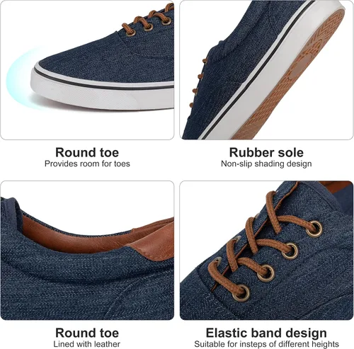 Vista 4 de Zapatos bajos clásicos negros para hombre, zapatillas de lona de moda con plantilla suave, zapatos de vestir casuales para hombres, zapatos cómodos