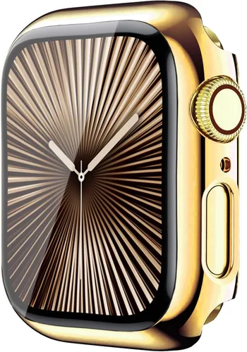 Vista 8 de Estuche duro mate para Apple Watch Series 7 8 9 41mm, protector de pantalla de vidrio templado, estuche con cobertura completa, amortiguador a