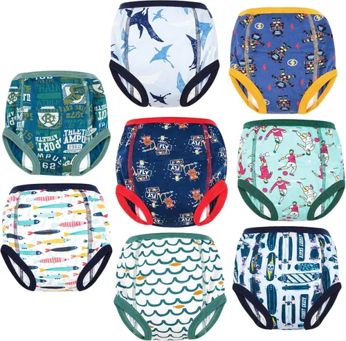 Vista 10 de MooMoo Baby Paquete de 8 pares de ropa interior de entrenamiento para ir al baño de algodón absorbente para niños y niñas, tallas 2T a 9T Flor