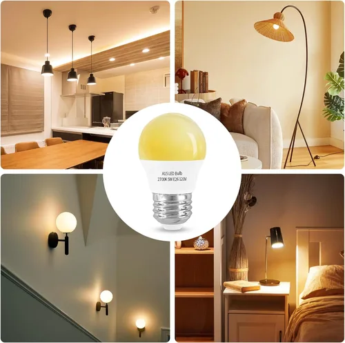 Vista 6 de LED Refrigerator Light Bulb 2 Pack，Soft White 2700K 120V 40W Equivalent Appliance Bulb，A15 5W E26 Base Waterproof Fridge Light Bulbs for Freezer