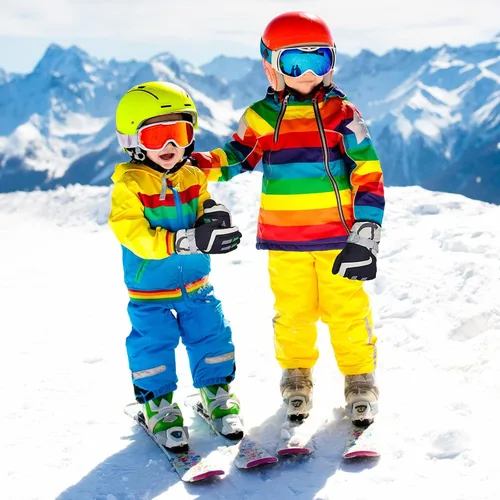 Vista 7 de SATINIOR Guantes de esquí de nieve impermeables para niños, guantes de snowboard para niños y niñas, guantes de nieve cálidos