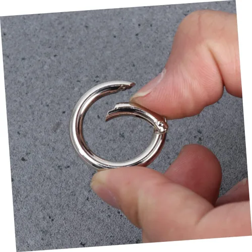 Vista 7 de TEHAUX 20 piezas Llavero Accesorios Mosquetón Acero Inoxidable Anillos de Salto de Acero Inoxidable Clip Mosquetón Redondo Metal O Anillo Anillo