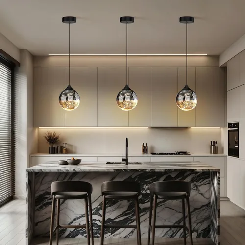 Vista 9 de ziidoo Lámpara colgante moderna de globo, cielo nocturno celestial, esfera de vidrio, lámpara colgante ajustable para isla de cocina, dormitorio