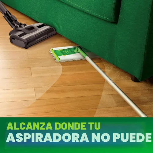 Vista 10 de Swiffer Kit de iniciación de lujo para el cabello con poste plegable, 9 paños secos con imán para el cabello, 2 paños húmedos adicionales para mopa