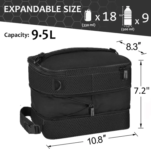Vista 2 de Tirrinia Lonchera Aislada Expandible para Hombres y Mujeres – Lonchera Reutilizable a Prueba de Fugas para Niños y Adultos con Correa