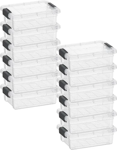 Vista 131 de Superio Mini contenedor de almacenamiento de plástico para crayón, suministros de arte y estuche de costura, organizador pequeño apilable