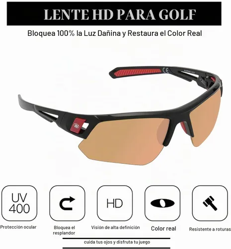 Vista 3 de Gafas de sol de golf para hombres y mujeres, gafas de sol deportivas sin montura con protección UV400 Bj810 Marco Negro Oro Rosa