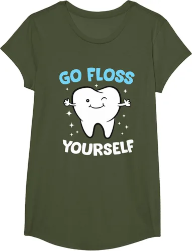 Vista 85 de Camiseta higienista dental, asistente dental, Go Floss Yourself dentista, Negro, S