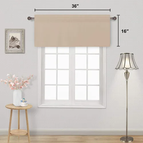 Vista 2 de DWCN Cenefa para ventana de cocina, con bolsillo para barra, para ventana, sala de estar/sótano, 36 x 16 pulgadas de largo, 1 panel, beige