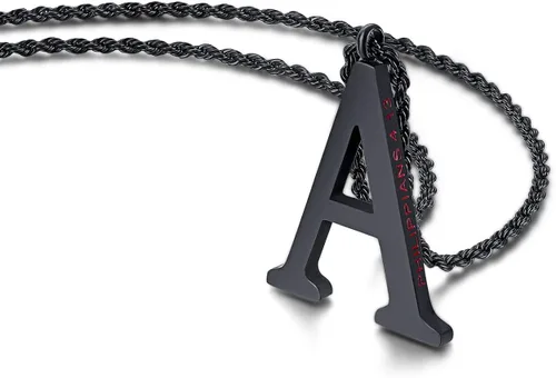 Vista 2 de Rehoboth Collar con dije de letra A a Z con inicial de 26 letras grandes de la A a la Z para niñas, niños, mujeres, hombres, alfabeto grande