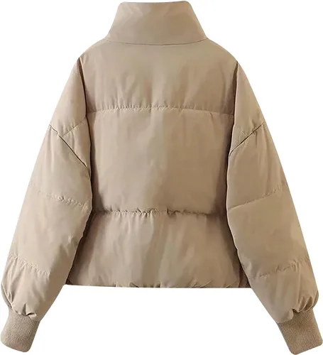 Vista 9 de Oggfader Chaqueta acolchada de invierno para mujer, manga larga, abrigo cálido, chaquetas acolchadas a la moda