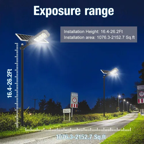 Vista 6 de Farolas solares para exteriores, luces de inundación solares de 4600 W, IP67, impermeables, 6500 K, 504 LED, luz de seguridad comercial con control