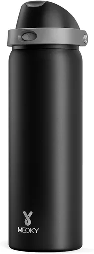 Vista 30 de Botella de agua de 24 onzas para el día de San Valentín: Botella de agua de acero inoxidable Meoky con popote y tapa de boquilla, a prueba de fugas