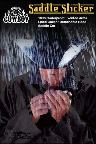 Vista 3 de Southwestern Equine Sillín de vaquero americano Slicker Abrigo de lluvia – 100% impermeable de longitud completa unisex