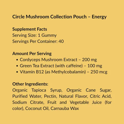 Vista 4 de Gomitas Energy Mushroom 40 unidades - Cordyceps + té verde para un impulso de energía natural