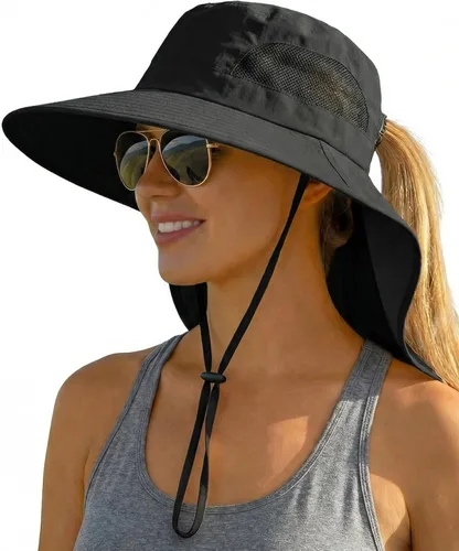 Vista 8 de Sombreros de sol para mujer, protección UV, ala ancha con agujero