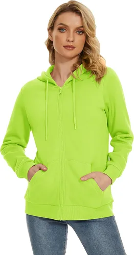 Vista 23 de TACVASEN Sudaderas con capucha y cremallera para mujer, ligera, de rizo francés, con cremallera completa y bolsillos