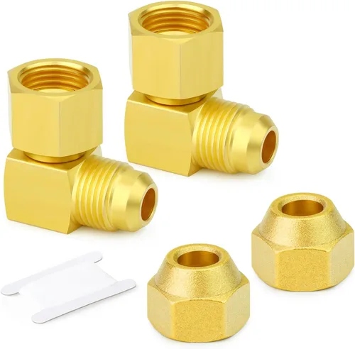 Vista 35 de GASHER Adaptador de codo de montaje de tubo de latón de 1/2 pulgada flare x 1/2 pulgada NPT macho Pipe