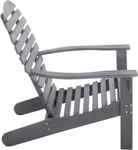Vista 5 de Silla Adirondack de madera de acacia maciza, gris, 27.2 pulgadas de ancho x 35.0 pulgadas de alto, acabado desgastado, para asientos al aire libre