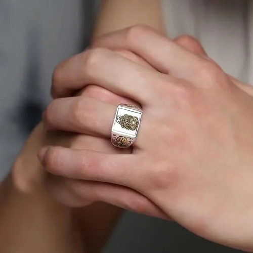 Vista 8 de JUNTEN Anillo de plata de ley 925 Feng Shui PIXIU para hombre, ajustable, abierto