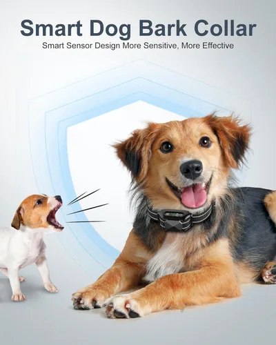 Vista 5 de Collar antiladridos para perros grandes, medianos y pequeños con choque de vibración de pitido, IP67, impermeable, recargable, inteligente
