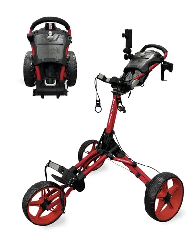 Vista 12 de Caddytek CaddyLite Compact - Carrito de golf plegable de aluminio ligero de 3 ruedas con sistema de plegado cuádruple, ruedas EVA, mango ajustable