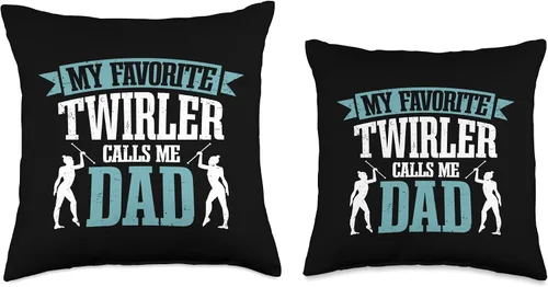Vista 3 de Baton Twirling Majorettes Cute Baton Design My Favorite Twirler Calls Me Dad Throw Pillow, 16x16, Multicolor