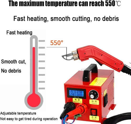 Vista 2 de Electric Hot Knife Cutter, Hand Held Foam Cutting Tool with Straight Blades - 550℃ Temperature Cable Cloth Cutting Machine for Fabric and Rubber，
