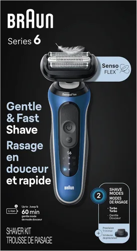 Vista 7 de Braun Maquinilla de afeitar eléctrica para hombre, serie 6 6120s, afeitado en húmedo y seco, modos de afeitado turbo y suave, con recortador
