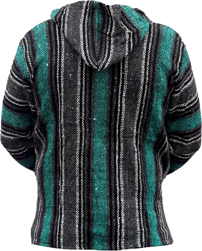 Vista 3 de Del Mex Sudadera mexicana estilo baja, poncho tipo sudadera con capucha, diseño de surf, estilo hippie, jerga