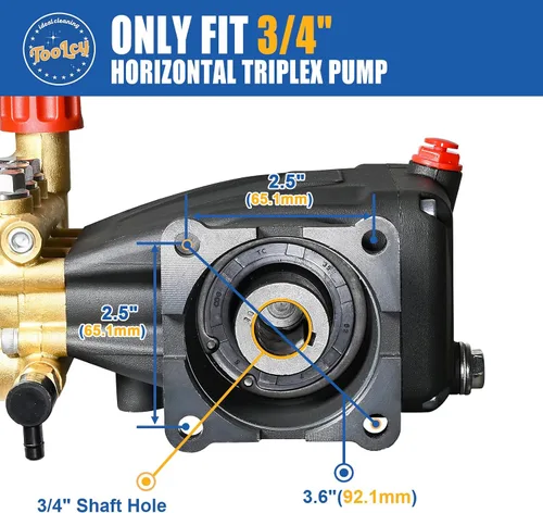 Vista 3 de TOOLCY Bomba de lavadora a presión de 3400 PSI Bomba triple horizontal del 3.0 GPM con descargador de ajuste de presión, 5 puntas de boquilla