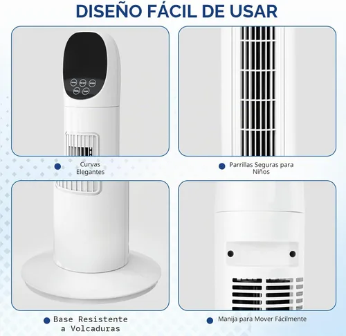 Vista 6 de ROVSUN Ventilador de torre sin aspas de 34 pulgadas con pantalla digital y control remoto, refrigeración turbo con 3 velocidades, temporizador de 9