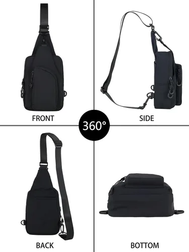 Vista 6 de Niumike Bolso bandolera pequeño con correas ajustables, bolsas cruzadas en el pecho, mochila diaria para mujeres y hombres, viajes al aire libre