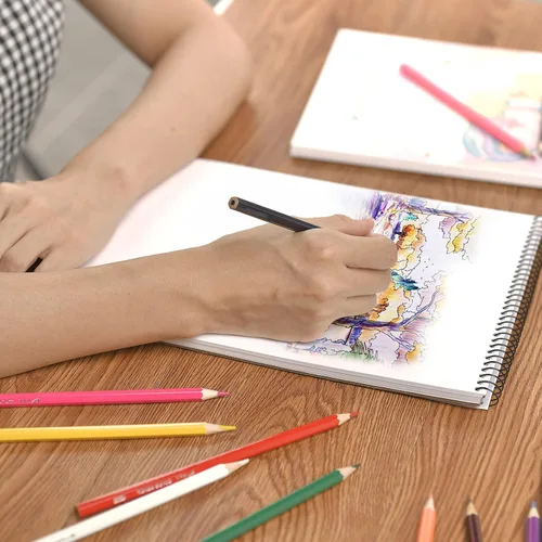 Vista 6 de Cuaderno de bocetos, 100 páginas (50 hojas), bloc de bocetos de artista encuadernado en espiral, papel de dibujo sin ácido para dibujo, pintura