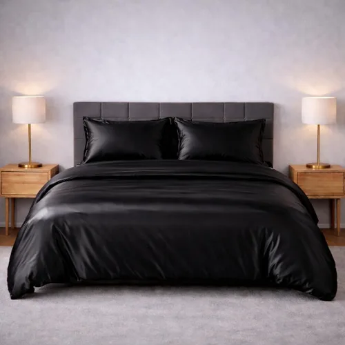 Vista 13 de Juego de funda de edredón de satén de seda – Juego de ropa de cama de lujo de 4 piezas con 1 funda de edredón, 1 sábana bajera