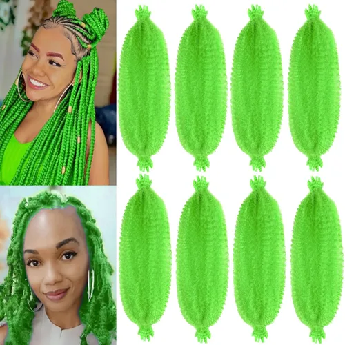 Vista 22 de Extensiones de cabello trenzado con resorte Marley Twist de 8 pulgadas, paquete de 8 para niños, cabello rizado y trenzado kinky, locs suaves