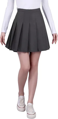 Vista 3 de Tivifox Faldas de tenis plisadas para mujer y niña, falda acampanada de cintura alta, uniforme escolar, pantalón deportivo de golf con pantalones