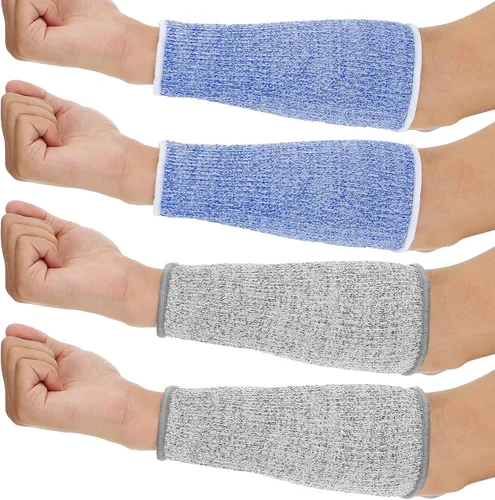 Vista 14 de Neer 4 pares de mangas protectoras para brazos para piel delgada, anticortes, resistentes a quemaduras, funda para antebrazo para cocina y Negro