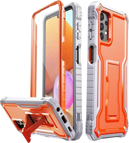 Vista 7 de FITO Funda para Samsung Galaxy A32 5G, doble capa a prueba de golpes resistente para teléfono Samsung A32 5G con protector de pantalla, soporte Azul